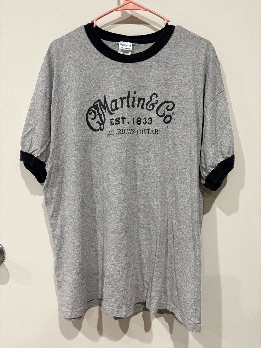 Martin & Co Guitars Ringer Tee Gray Black XL Vintage Style